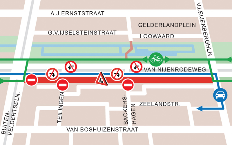 Werkzaamheden Van Nijenrodeweg, interactieve html5 kaart